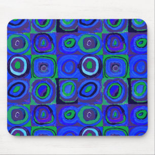 Tapis De Souris Étude de couleur carrés Squares Bleus Cercles