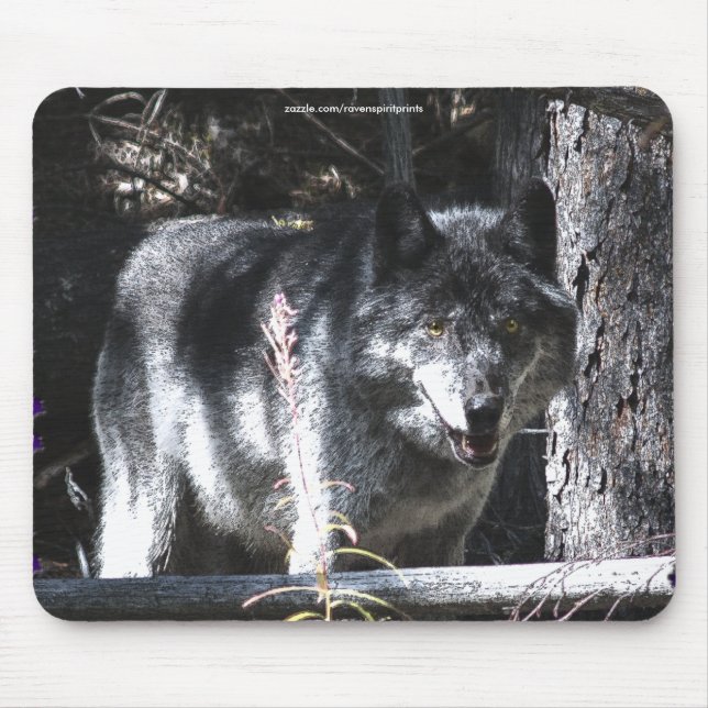 Tapis De Souris Étude de loup gris aide à la faune Mousepad (Devant)