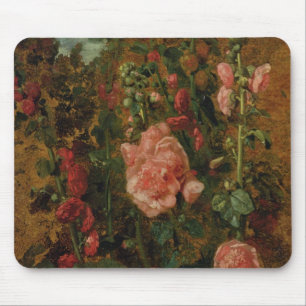 Tapis De Souris Étude des roses trémière, c.1826 (huile à bord