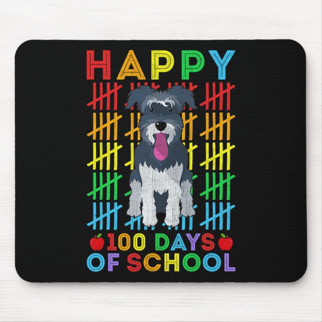 Tapis De Souris Étudiant de chien Schnauzer Miniature Joyeux 100 j (Devant)