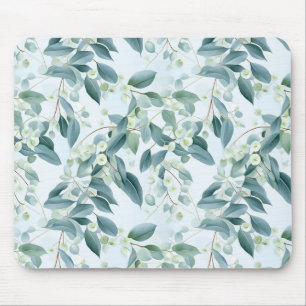 Tapis De Souris Eucalyptus Vert Sage Doux Aquarelle