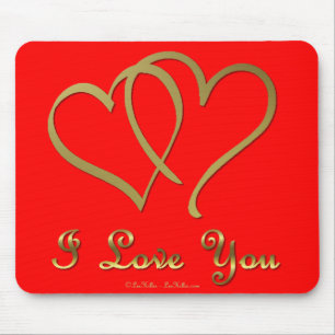 Tapis De Souris Eventré Gold Hearts i Love You
