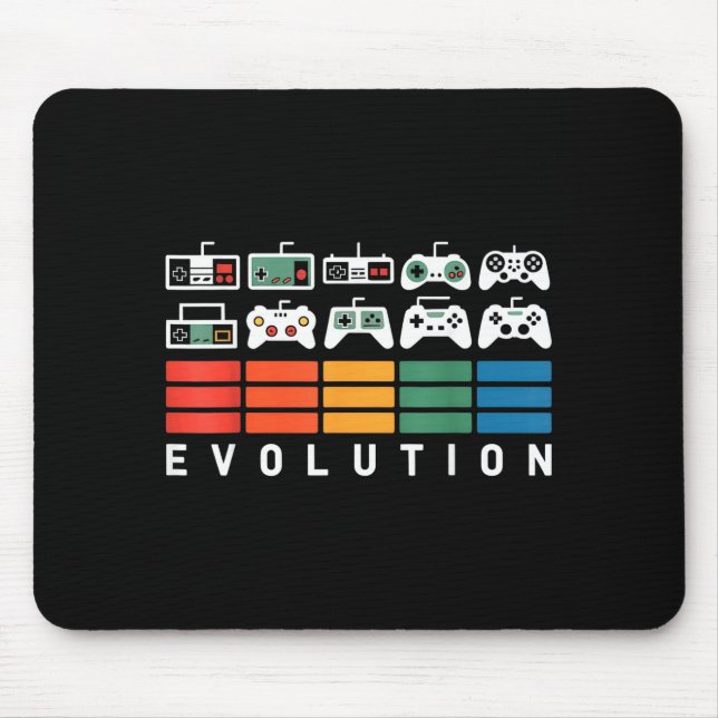 Tapis De Souris Évolution de la manette de jeu vidéo 80s 90s Retro (Devant)
