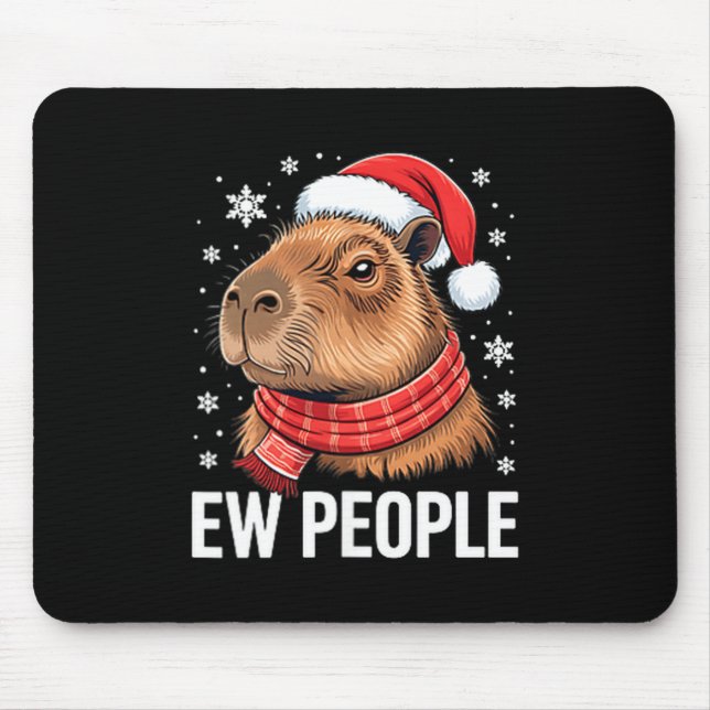Tapis De Souris Ew People Capybara Christmas Funny Introvert Holid (Devant)