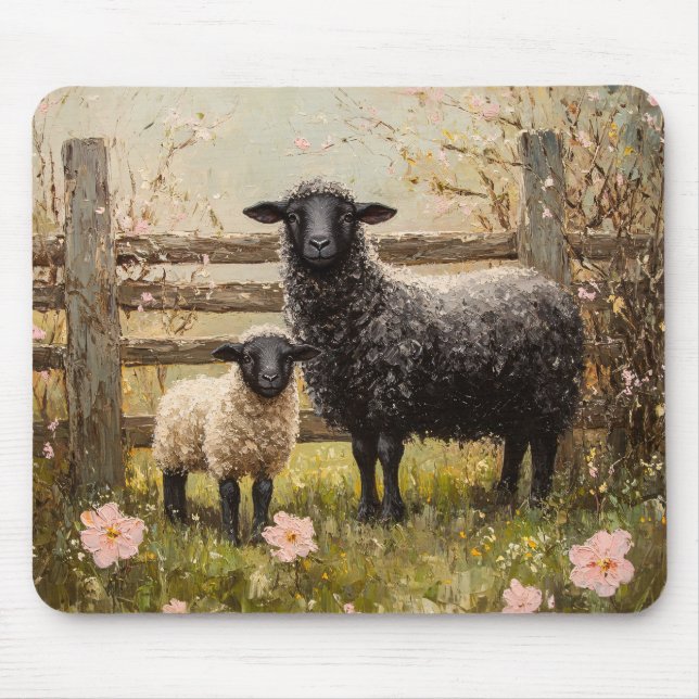 Tapis De Souris Ewe et agneau Printemps (Devant)