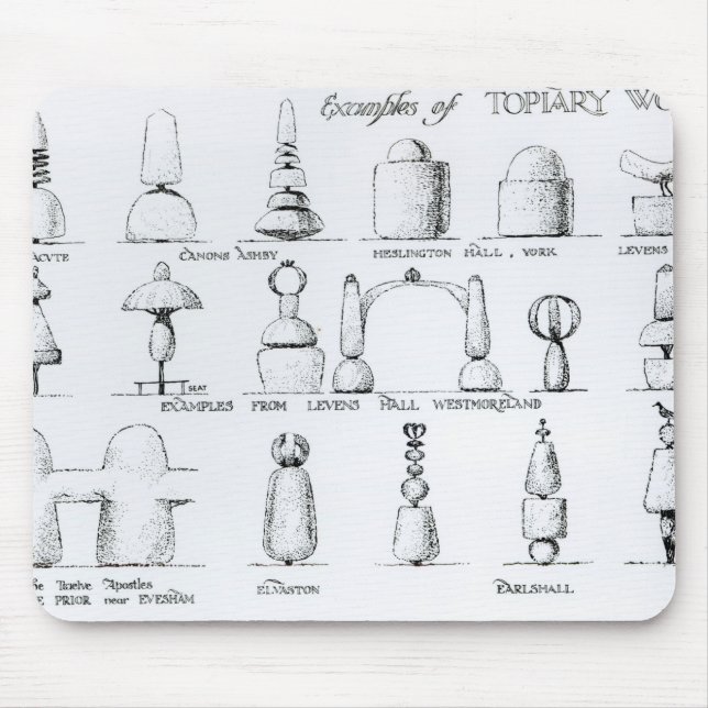 Tapis De Souris Exemples du travail topiaire, 1902 (gravure) (b/w (Devant)