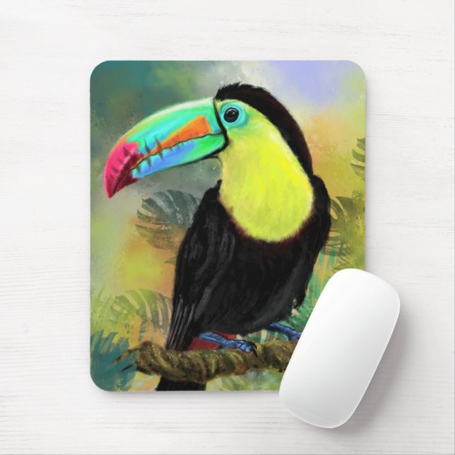 Tapis De Souris Exotic Tropical Toco Toucan Bird - Painting Migned (Avec souris)