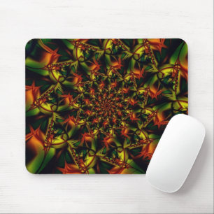 Tapis De Souris Exotique Art fractal vert et jaune