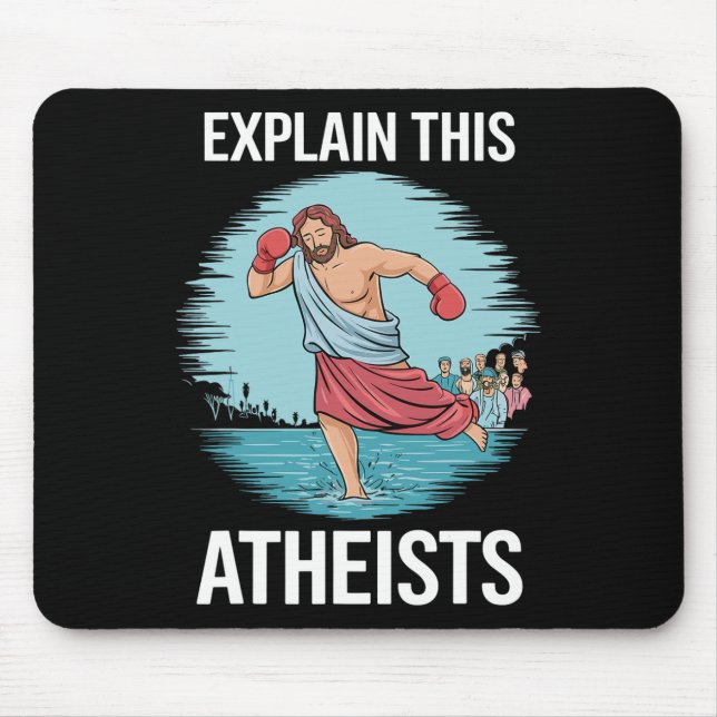 Tapis De Souris Expliquez-moi ce Jésus athées Gants de boxe (Devant)