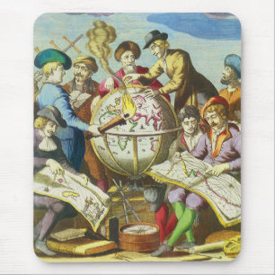 Tapis De Souris Explorateurs vintages avec carte du monde antique,