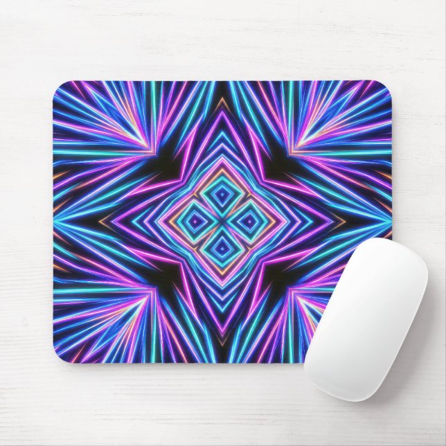Tapis De Souris Explosion Abstraite Néon Psychédélique (Avec souris)