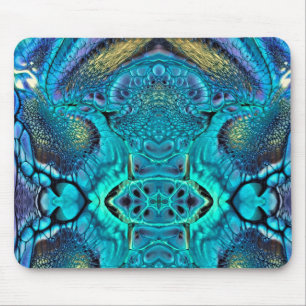 Tapis De Souris Explosion couleur Abstraite Aqua Blue Gold