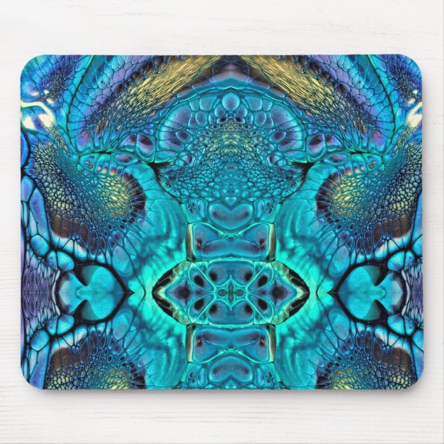 Tapis De Souris Explosion couleur Abstraite Aqua Blue Gold (Devant)