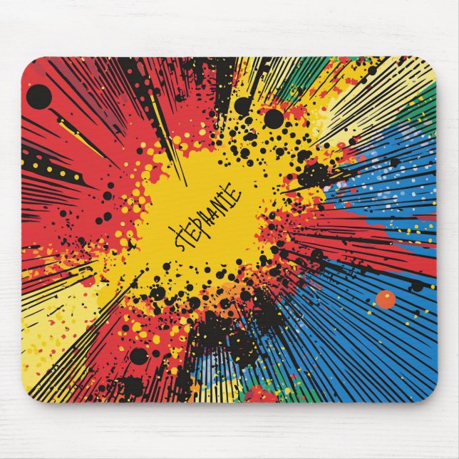Tapis De Souris Explosion d'art pop de style comique (10) (Devant)