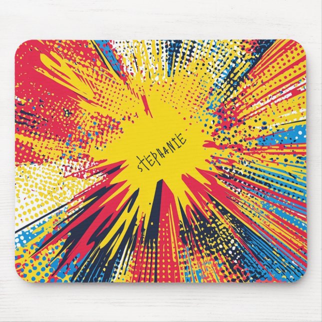 Tapis De Souris Explosion d'art pop de style comique (3) (Devant)
