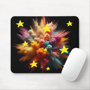 Tapis De Souris Explosion de poudre de couleur vibrante avec une é