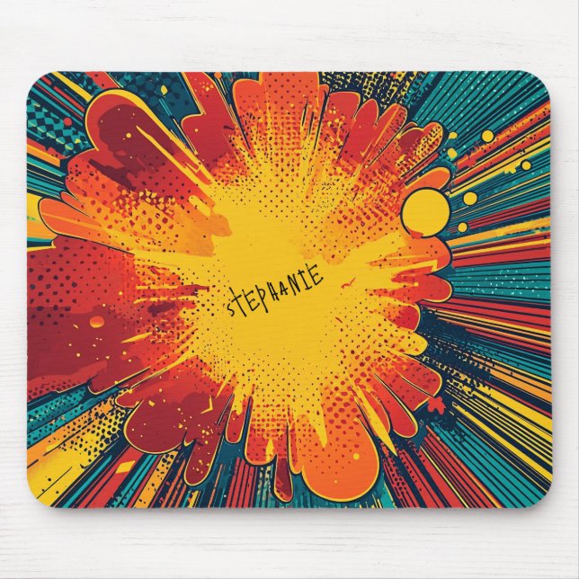Tapis De Souris Explosion de style BD Pop Art (Devant)