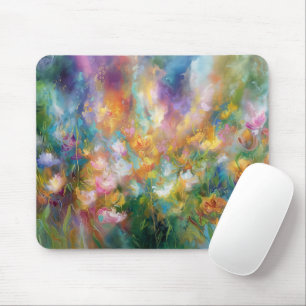 Tapis De Souris Explosion florale cosmique abstraite dans des coul