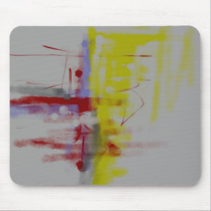 Tapis De Souris Expressionniste Abstrait gris rouge jaune