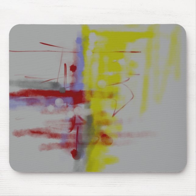 Tapis De Souris Expressionniste Abstrait gris rouge jaune (Devant)