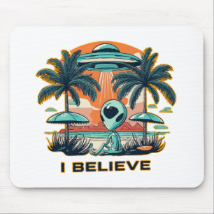 Tapis De Souris extraterrestre avec OVNI JE CROIS