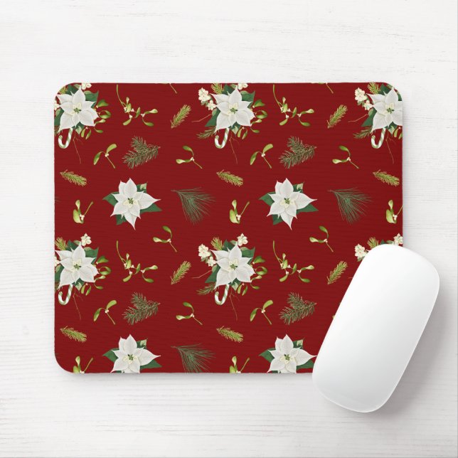 Tapis De Souris Eye Catching Floral Pattern Deep Red Mouse Pad (Avec souris)