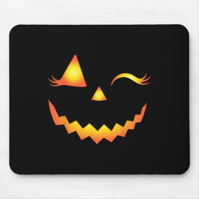 Tapis De Souris Eyelashes Jack-o'-lantern Face Citrouille Hallowen (Devant)
