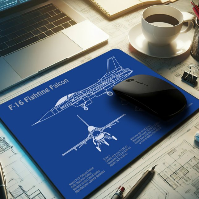 Tapis De Souris F-16 Faucon de combat - Plan directeur de l'avion  (Créateur téléchargé)