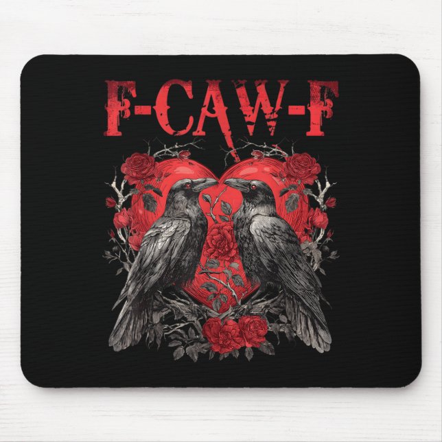 Tapis De Souris F-caw-f Black Crow Black Bird Roses Heart Funny Va (Devant)