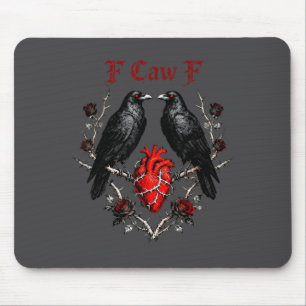 Tapis De Souris F-caw-f Corbeau Noir Oiseau Noir Roses Cœur Drôle