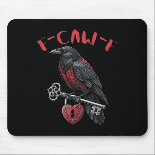 Tapis De Souris F-caw-f Corbeau noir tenant le verrou et la clé de
