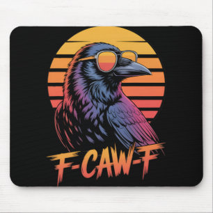 Tapis De Souris F-caw-f Corbeau Oiseau Noir Vintage Gothique Humou