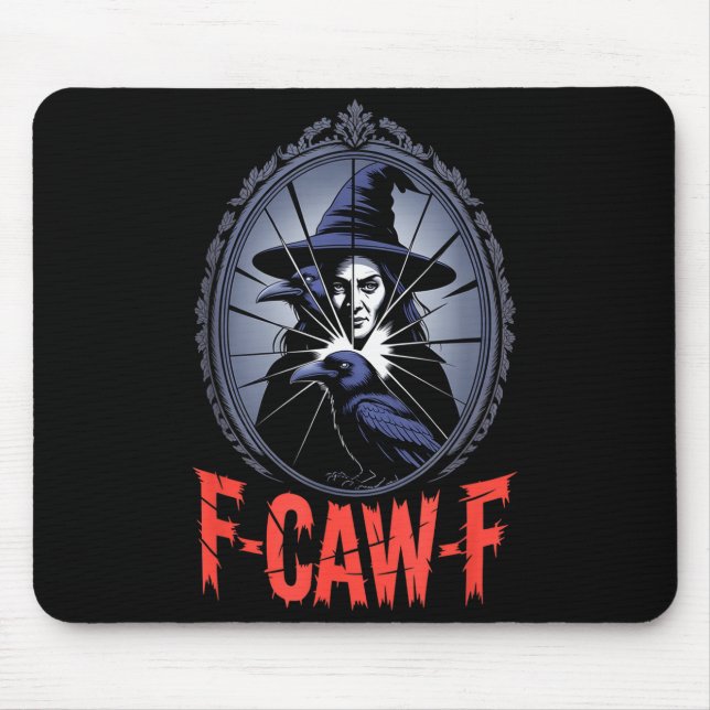 Tapis De Souris F-caw-f Crow Funny Gothic Moon Black Bird Hallowee (Devant)