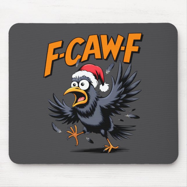 Tapis De Souris F-caw-f Crow Quote Meme - Funny Christmas Raven Hu (Devant)