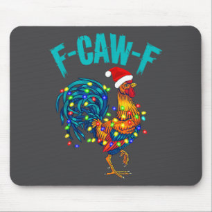 Tapis De Souris F-caw-f Humour de poulet drôle Coq Mème de Noël
