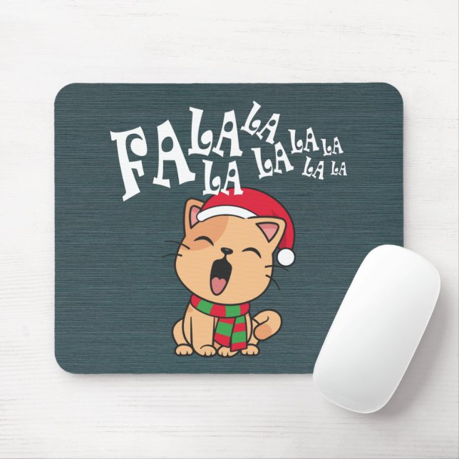 Tapis De Souris Fa La La La La Christmas Chant de chat | Mousepad (Avec souris)