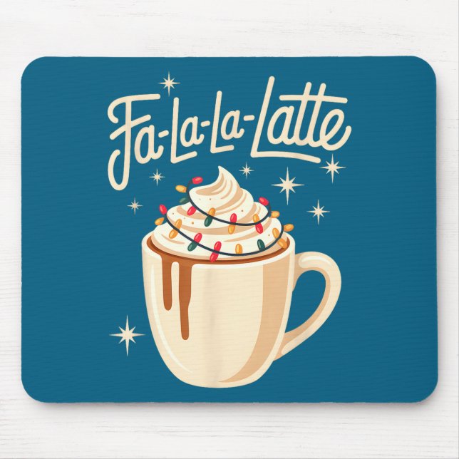 Tapis De Souris Fa La La Latte Humorous Pun Funny Retro Coffee Chr (Devant)