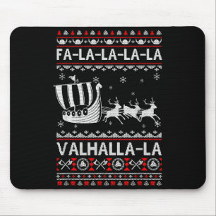 Tapis De Souris Fa La La Valhalla Bateau Viking Noël Xmas laid