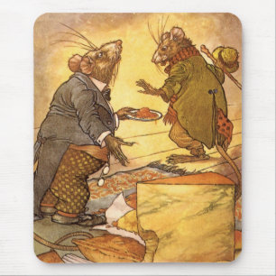 Tapis De Souris Fable d'Esope vintage, Souris de campagne, Souris