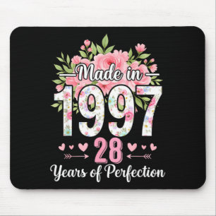 Tapis De Souris Fabriqué en 1997 Floral 28e Anniversaire Femmes 28
