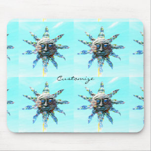 Tapis De Souris face de soleil sur Thunder_Cove bleu