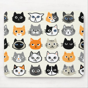 Tapis De Souris Faces de chat   Chats mignons, amusants et ennuyeu