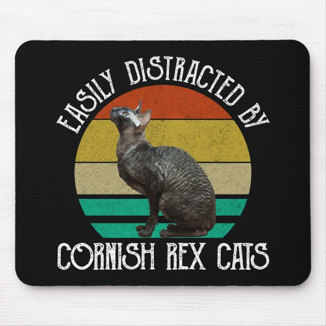 Tapis De Souris Facilement Distrait Par Les Chats Cornish Rex (Devant)