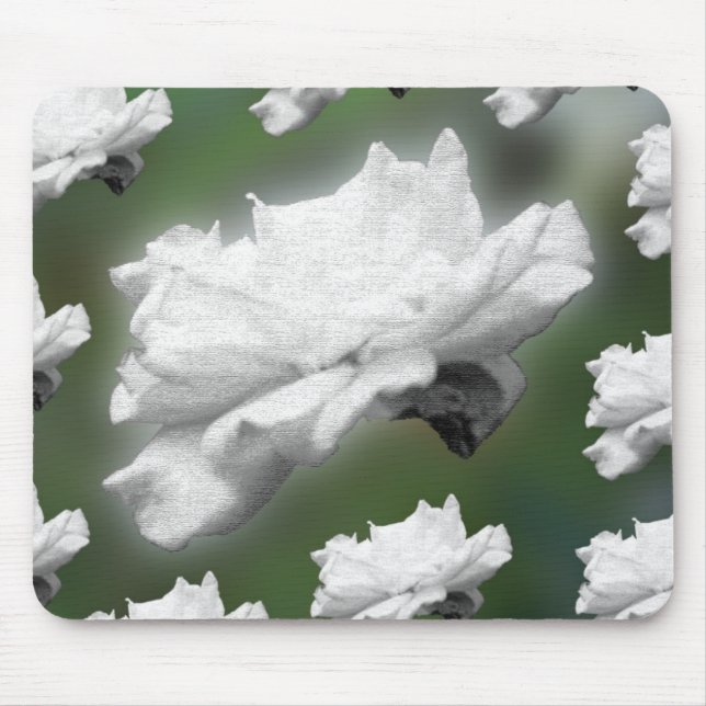 Tapis De Souris Fade to Green, blanc rose collage numérique (Devant)