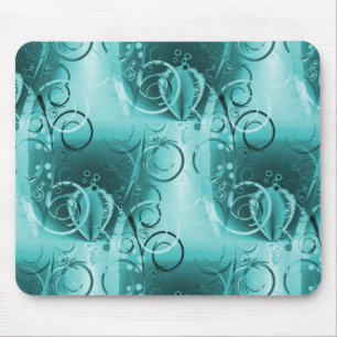 Tapis De Souris Faded Floral Swirl Turquoise Turquoise Blue Girls