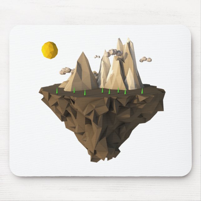 Tapis De Souris faible poly flottante île 3d rendu (Devant)