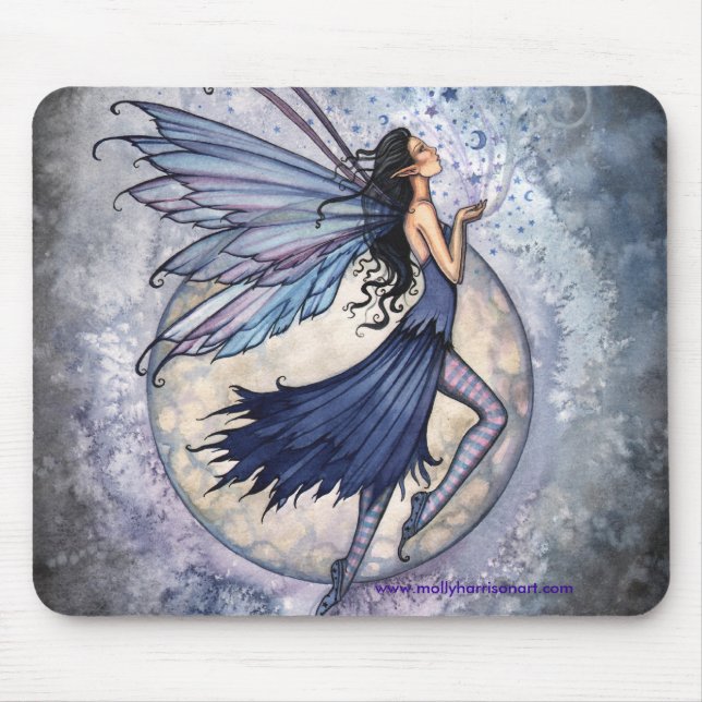 Tapis De Souris Fairy Mousepad, Midnight Blue par Molly Harrison (Devant)