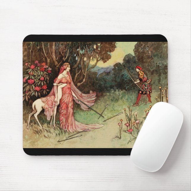Tapis De Souris Fairy Tale Princesse Et Cerf Blanc (Avec souris)