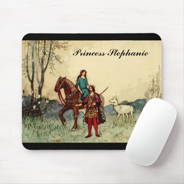 Tapis De Souris Fairy Tale Princesse Et Cerf Blanc (Avec souris)