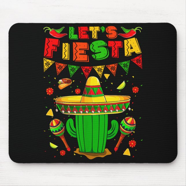 Tapis De Souris Faisons la fête cinco de mayo cactus &amp; sombrer (Devant)